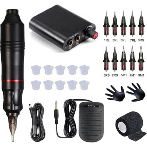 Professional Tattoo Machine Kits Tattoo Rotary Pen Set With Power Supply Cartridges Needles Tattoo Body Art