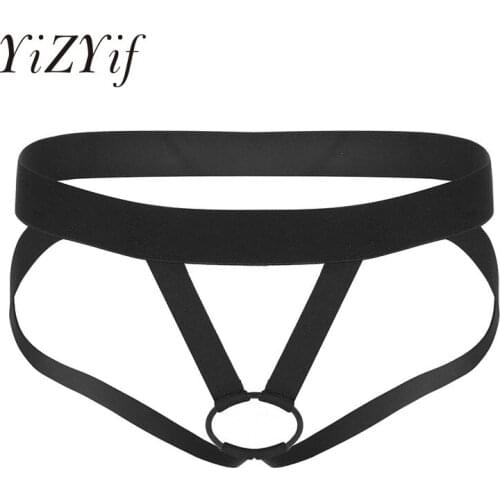 YiZYiF Jockstrap men underwear lingerie sexy pour homme Crotchless Underwear For Men G-string with Metal O-ring string thong Men