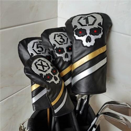 New Skull Golf Woods Head Covers PU Leather 135X Driver Fairways Hybrid Headcovers 4pcs/set For Man Women
