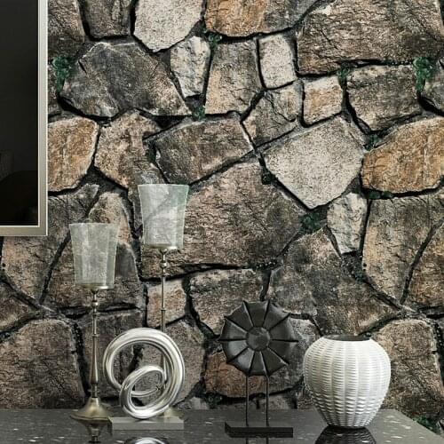 Beibehang imitation stone brick pattern Wallpaper for walls 3 d Rustic Texture wall stickers Vinyl papel de parede3d Wall Paper