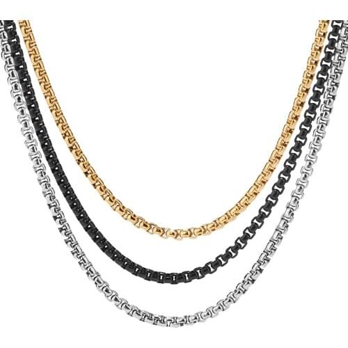 3mm Womens Mens Stainless Steel Rolo Cable Wheat Chains Link Necklace 24 Inch DIY Jewerly Making Chain