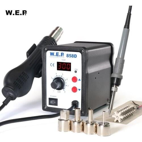 WEP 858D Hot Air Gun Soldering Station SMD Station Temperature Compensation Desoldering Station BGA Rework Station Phone Repair