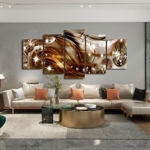 Print High-definition Posters, 5pcs Yellow Lines And Diamonds, Art Painting, Home Decoration, Living Room, Bedroom Aisle