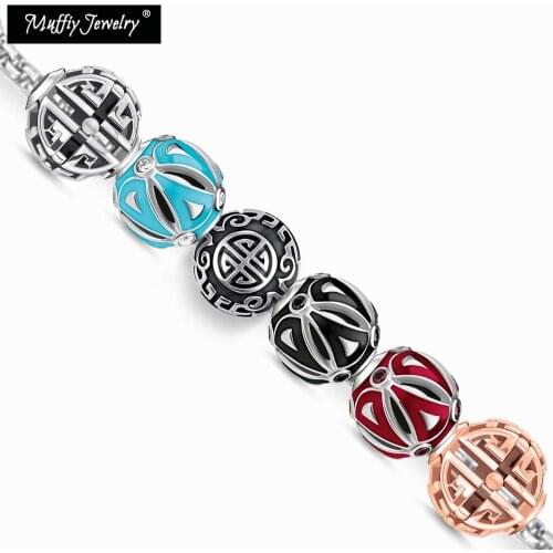 Charm Beads Long Life Asian Ornaments Ethno Black Red,Karma Trendy Good Silver Jewelry Fit Key Chain Necklace Bracelet,Earring