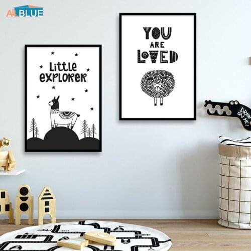 Cartoon Animal Poster And Print Nordic Style Alpaca Nursery Wall Art Canvas Painting Wall Pictures For Kids Room Home Decoration