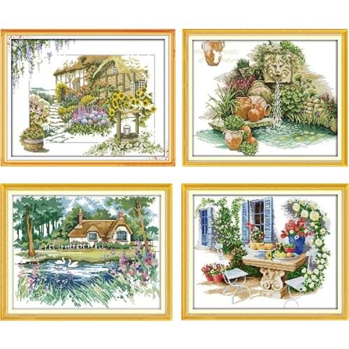 Joy Sunday Cross Stitch Kit Leisure Time Stamped Pattern Counted 11CT 14CT Printed Handmade Needlework Embroidery DMC Thread Set