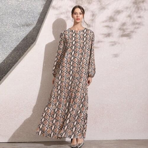 Leopard Print Muslim Formal Dress Arab Oman Turkey Morocco Loose Plus Size Maxi Robes Femme Eid Ramadan Abaya Women Clothing New