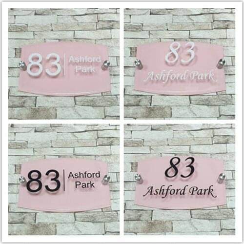 Customized Modern Furniture Number Street Name Acrylic Sign Aluminum Back Plate A3