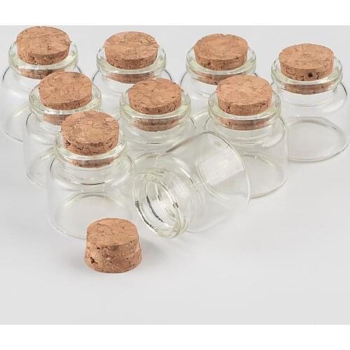 30x30x17mm 10ml Glass Bottles With Cork Glass Vials Jars 50pcs/lot