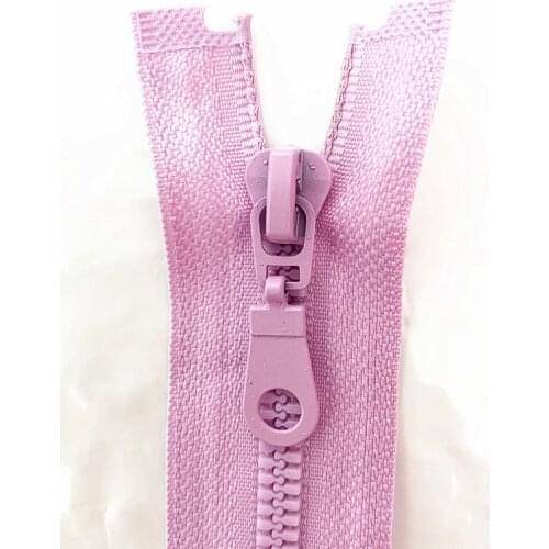 2pcs, 5 # 25cm (10inch) Light purple Detachable Resin Zipper with Open End Automatic Eco Lock Plastic Zipper for Sewing Suit
