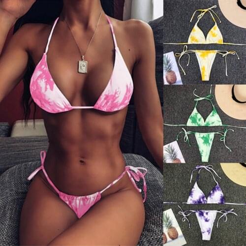 Tankini swimsuits beachwear swimwear 2020 printed thong bathing suit brazil low waist bandage bikini sexy 2 piece swimsuit women