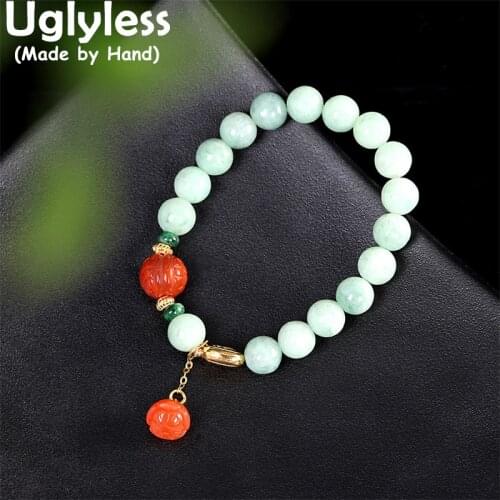 Uglyless Elastic Rope Multi Natural Gemstones Beading Bracelets for Women Crystals Agate Jadeite Bracelets 925 Sterling Silver