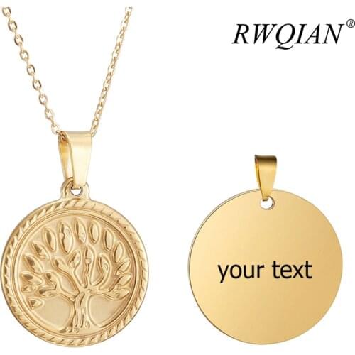 Custom Tree of Life Pendant Necklace Personalized Stainless Steel Name Necklaces for Women Men Chain Choker Wedding Jewelry Gift