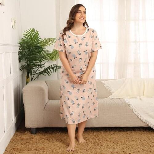 Women Print Cartoon Sexy Sleepwear Round Neck Lingerie Nightgown Cute Nightdress Female Underwear Nighty Home Wear 4XL