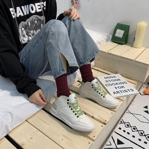 New Women Sneakers Spring Vulcanized Shoes Ladies Casual Shoes High Top lightweigh Breathable Flat Shoes Feminino U20-09