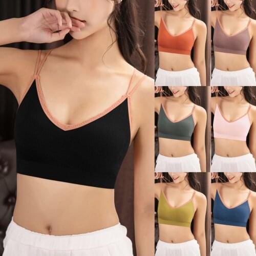 2021 New Brassieres Sexy Womens Lace V-Neck Sleeveless Shirt Casual Workout Sports Bra Tank Tops Female Comfortable Bralette