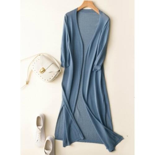 2020 Women Cardigan Kimono Thin Knitted Cardigans Summer Autumn Female Midi Long Casual Loose Sweater Coat Jacket Plus Size