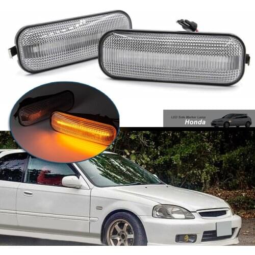 2pcs/set Car Clear Lens Led Fender Side Marker Lamp Replacement Accessories For 96-01 Honda Civic EK EJ CR-V RD Amber