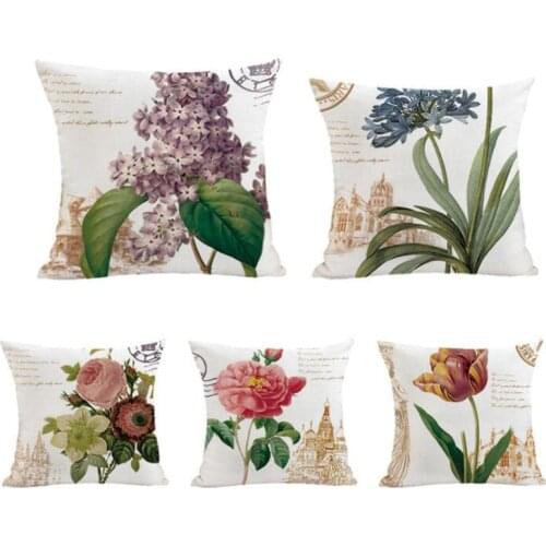 2pcs/set Flower Style PIllowcase Sofa Decorated Throw Cushion Cover Floral Pattern Pillow Case 45cm Home Textile