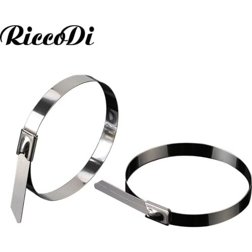 20PCS 4.6mm Width Stainless Steel Metal Cable Ties Tie Zip Wrap Eehaust Heat Straps Induction Pipe