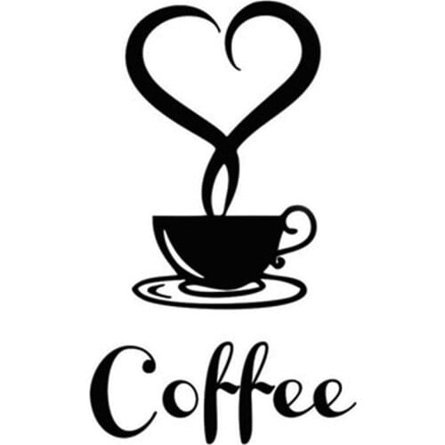 2017 1 pc Coffee Heart Removable Wall Stickers Kitchen Home Decoration Diy Wall Vinyl Decals Art