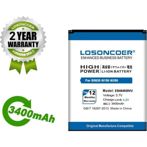 LOSONCOER 3400mAh EB484659VA / EB484659VU For Samsung T759 Battery W689 S5820 I8150 Exhibit 4G M930 T589 I8350 I8150 W689 S569