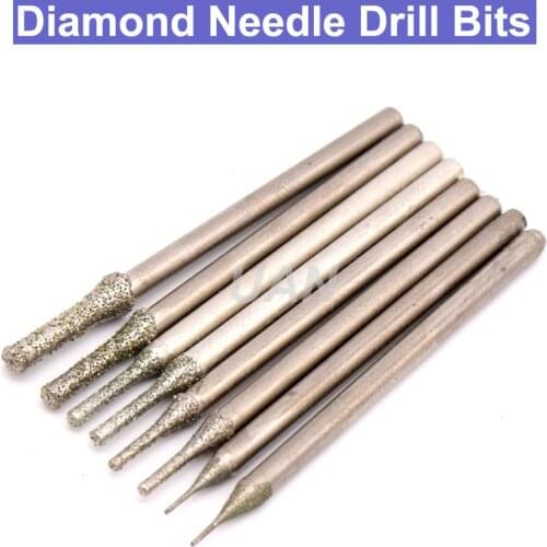 10pcs 2.35mm Shank Diamond Grinding Burr Needle Drill Bit Point Engraving Carving Polishing Glass Jade Stone Drill Bit 0.4~3.0mm
