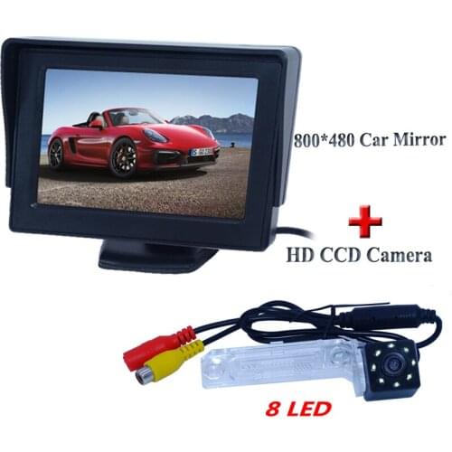 Factory selling 4.3" hd lcd car monitor wtih car rear camera with 8 led for Volkswagen PASSAT B5/Jetta/Touran/Caddy