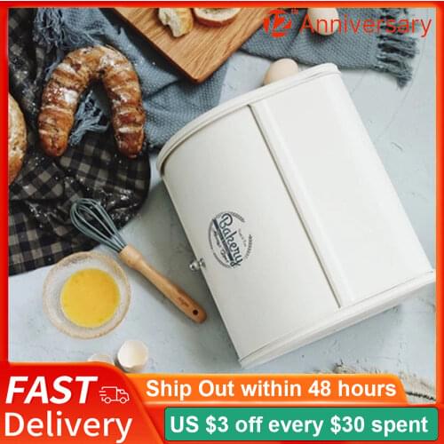 Beeman Roll Top Small Metal Flip-baked Bread box Desktop Finishing Snack Dust-proof Storage Box Bread Bin Kitchen Food Holder