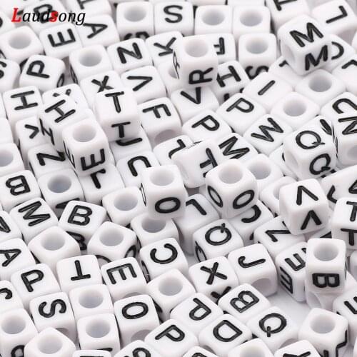 White Mixed Letter Beads 6x6mm Alphabet Beads Square Acrylic Beads For Jewelry Making Handmade Diy Bracelet Necklace Accessories