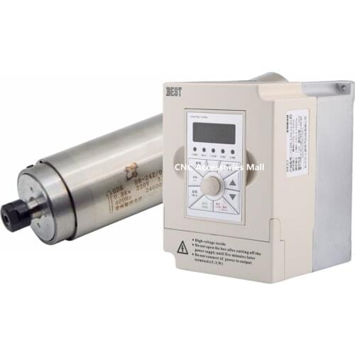 800w D58mm ER11 24000rpm water cooled spindle motor for CNC metal engraving & 1.5kw BEST variable frequency driver