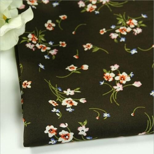 HLQON Polyester soft flower black fabric for women skirt dress table cloths tissue felt patchwork sewing DIY summer by 150cm