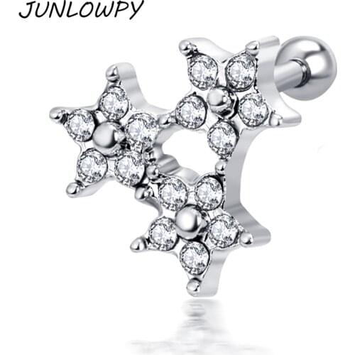 JUNLOWPY Gold New Degsin Ear Studs Cartilage Earrings Tragus Helix Piercing 16 Gauges Ear Studs Lip Rings Body Jewelry