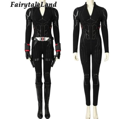 Movie End Game Cosplay Widow Costume Natasha Romanoff Black Bodysuit Halloween Party Clothing Full Props With Boots