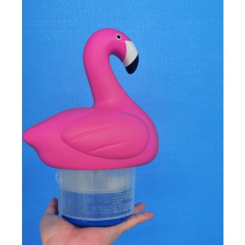 Hot Cartoon Flamingo Floating Chlorine Dispenser Chlorinator for Swimming Pool Cleaning Tablets Chlorine Diffuser Dosing Device