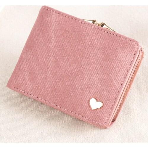 Women Small Clutch Wallet MultiFunction Change Purses Heart Decoration Wallets Cute Card Holder Money Bag