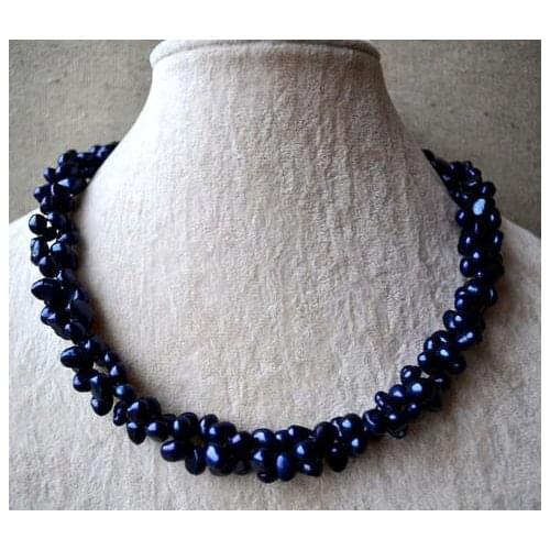New Arrival Favorite Pearl Necklace Navy Twisted 7mm Real Freshwater Pearl Handmade Fashion Jewelry Nice Women Gift