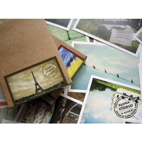 50pcs/pack Creative Scenic Buliding Greeting Card Postcard Birthday Letter Paper Retro Envelope Gifts Message Cards Set