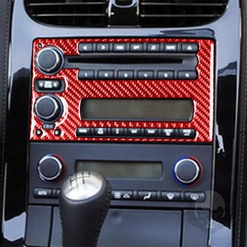 Radio Panel Button Frame Cover Trim Sticker Set for Chevrolet Corvette C6 2005-2007 Carbon Fiber LHD Decoration Accessories