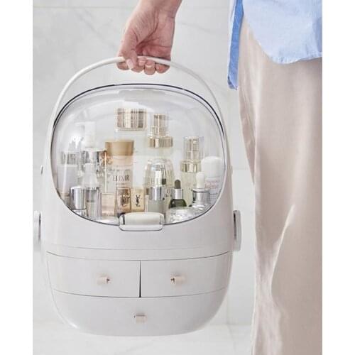 Plastic Makeup Storage Box Portable Cosmetic Organizer Large Make Up Container Bathroom Storage Case Desktop Sundry