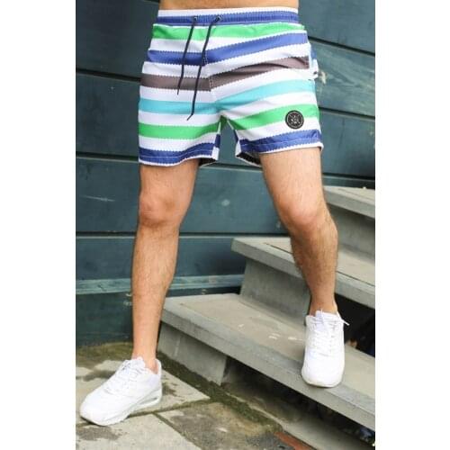 Striped Green Sea and Pool Swimming Shorts
