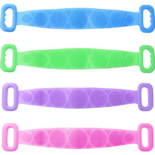 Durable Long Exfoliating Brushes Silicone Double-Sided Bath Body Brush Back Feet Massage Scrubber Bathroom Shower Cleaning Tools