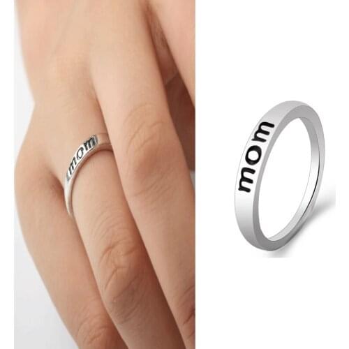 Simple Womens Mom Ring Silver Color Stainless Steel Vintage Ring Punk Jewelry Accessories Mother Girl Party Gift 2020 Trendy