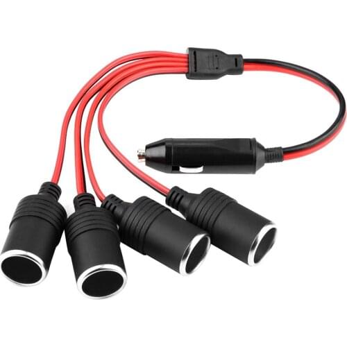 High Power Cigarette Lighter Splitter Plug With Fuse Inside 4 Way Car Charger Socket Adapter For SUV Cars Vehicle