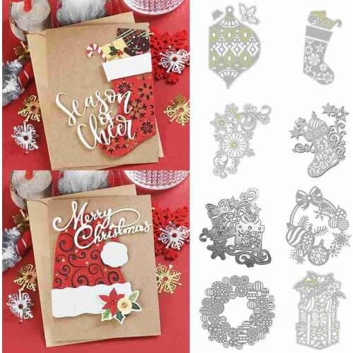 Merry Christmas Cutting Dies Metal Dies Scrapbooking Album Card Making Embossing Stencil Diecuts Decoration