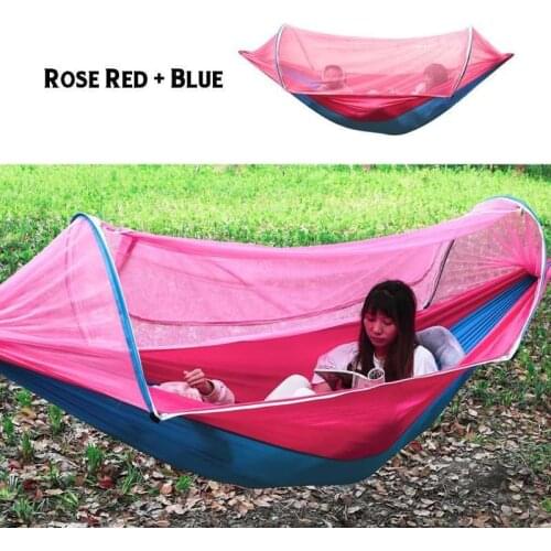 Pink Portable Outdoor Mosquito Net Parachute Hammock Camping Hanging Sleeping Bed Swing 260x150cm