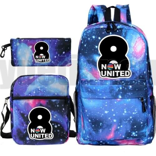 Back To School Plecak Now United Backpack Men 3 PCS/set Anime Zipper Bag Pack Shoulder Bookbag Pencil Bag UN Team-Better Album
