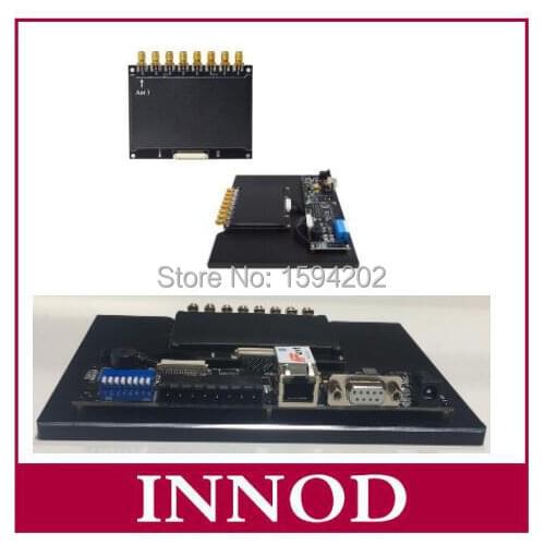 Free shipping impinj 8ports uhf rfid reader read tags 1-500tags/second with rs232 TTL uart Ethernet TCP/IP(RJ45) + free tags