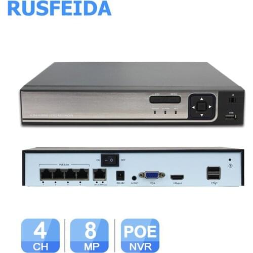 RUSFEIDA 4CH POE NVR 4K 8MP Network Video Recorder H.265 Home Surveillance Security HD 4MP 5MP 8MP POE IP Camera Face Detection
