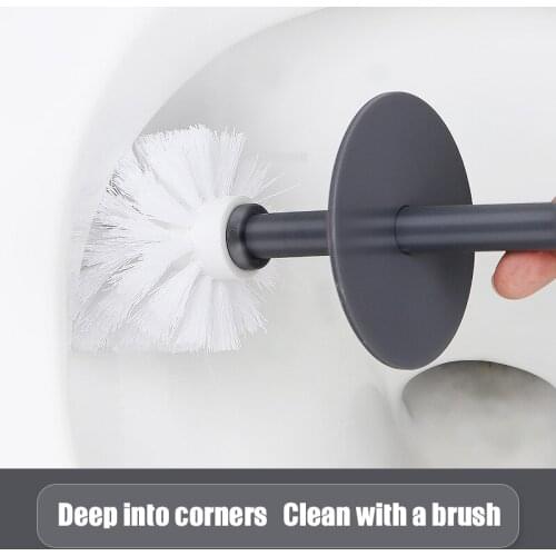 Toilet Brush Deep Cleaner Silicone Toilet Brush with No-Slip Long Plastic Handle and Flexible Bristle Silicone Toilet ALI88